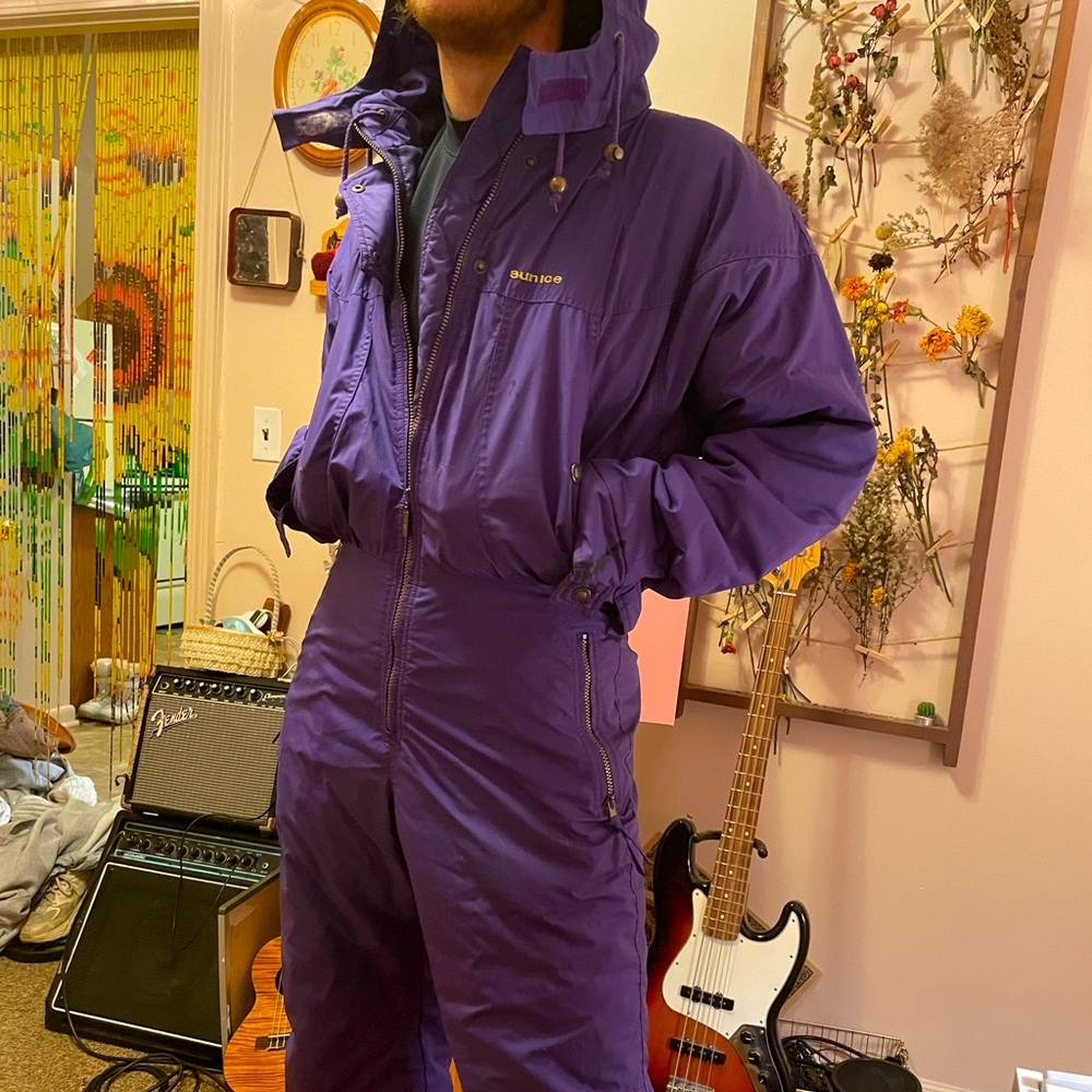 Purple snowsuit